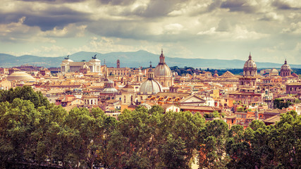 Wall Mural - Picturesque panorama of Rome, Italy. Landscape of old Roma city.