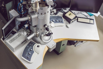 transmission electron microscope in a scientific laboratory