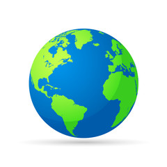 Wall Mural - Flat planet Earth icon. Illustration of a world globe isolated on a white background.