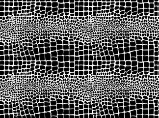 Snake skin pattern texture repeating seamless monochrome black & white. Vector. Texture snake. Fashionable print. Fashion and stylish background