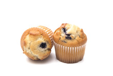 Classic Blueberry Muffins Isolated On A White Background