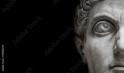 Fotomural Statue of Roman Nobel Man isolated at black background, Rome, Italy
