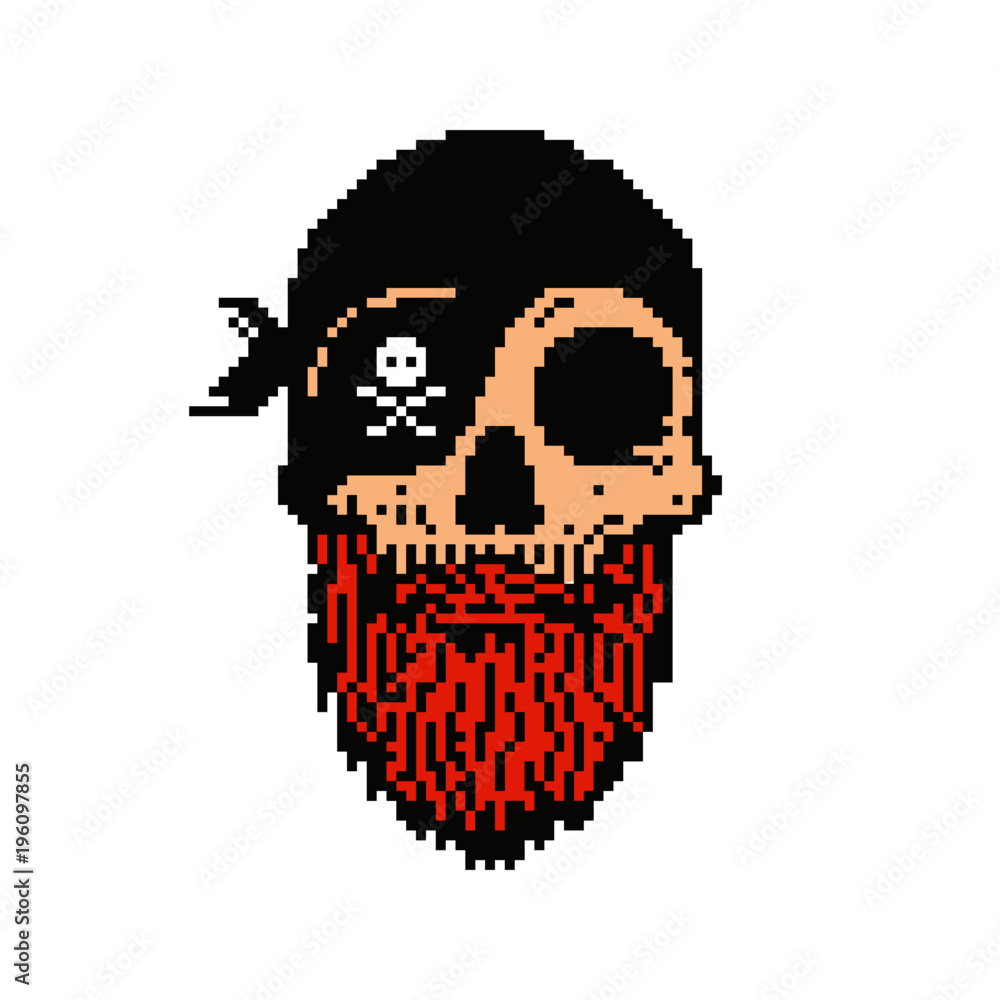 Pixel art pirate skull Stock Vector | Adobe Stock
