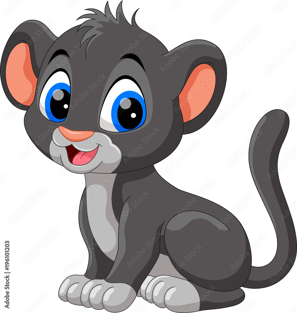 Cute baby panther cartoon Stock Vector | Adobe Stock, image size:949x1000