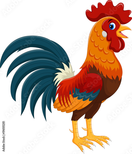 Fotomural Happy rooster cartoon isolated on white background