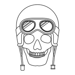 Wall Mural - skull of motorcyclist helmet with googles vector illustration design