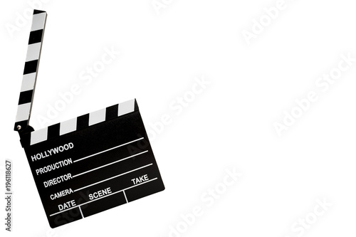 Fotografía Film industry and directing a movie concept with a clapboard isolated on white w