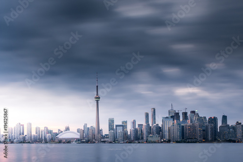 Stampa su Tela Modern buildings in Toronto city skyline at night, Ontario, canada