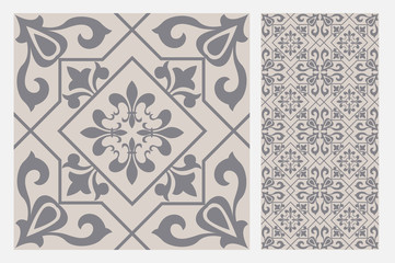Wall Mural - vintage tiles patterns antique seamless design in Vector illustration