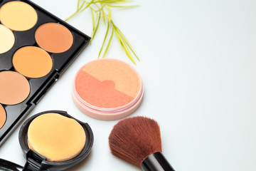 Makeup products  on white background