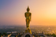 Golden Buddha Statue Beyond Nan City in the Morning, Thailand