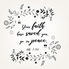 Wall Mural - Bible quote verbs in floral wreath vector design