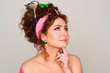 © Sunny - Portrait of young and funny woman with interesting and creative hairstyle