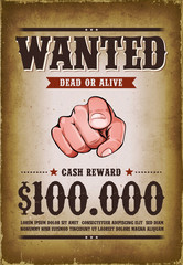 Vintage Wanted Western Poster