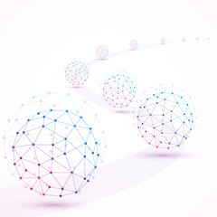 Fototapete - Geometric lattice , the molecules in the circle. Round composition of the molecule, illustration
