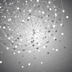 Fototapete - Grey graphic background molecule and communication. Connected lines with dots, illustration