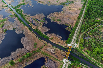 Aerial view of railroad tracks

