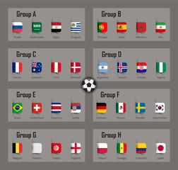 Wall Mural - Soccer cup 2018 team group and national flags . Vector for international world championship tournament