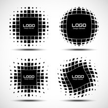 Set Of Abstract Halftone Logo Design Elements. Vector Illustration. 