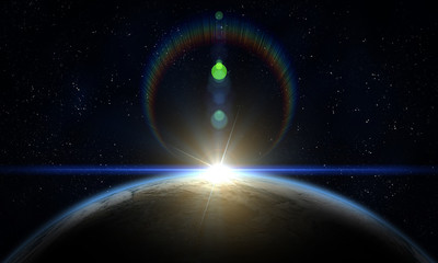 Wall Mural - planet earth and sun.