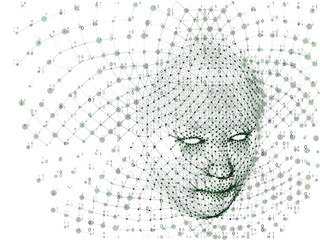 Wall Mural - Face consisting of  dots and lines isolated. Big data. Artificial intelligence.