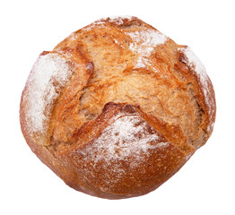 Wall Mural - Wheat bread crusted with flour isolated on a white background. Close up image