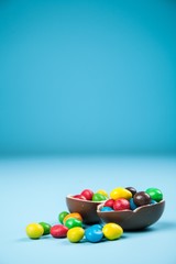 Wall Mural - Easter eggs on blue background