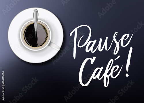 Fotografia, Obraz café - pause café - détente - pancarte - tasse de café - affiche - pause - salar