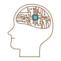 Wall Mural - human profile with electrical circuit