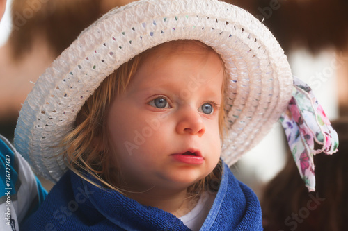 Close Up Portrait Of Cute Adorable Two Years Old Toddler Girl With