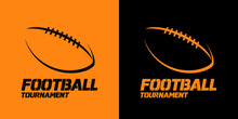 Banner Or Emblem Design With American Football Ball Silhouette Icon