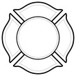 Black And White Firefighter Logo - A vector cartoon illustration of a Firefighter Logo concept.