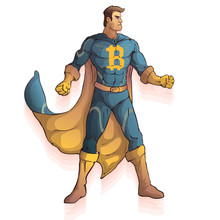 Man In Superhero Costume With Bitcoin Design