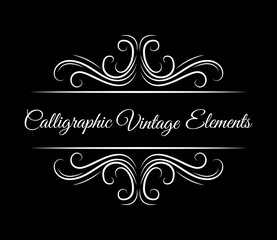 Wall Mural - Calligraphic vintage elements. Hand drawn flourish filigree elements. Vector illustration.