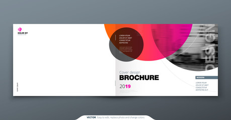 Wall Mural - pink brochure design. horizontal cover template for brochure, report, catalog, magazine. layout with