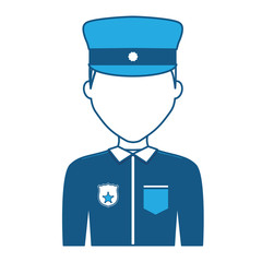 Wall Mural - avatar police man icon over white background, blue shading design. vector illustration