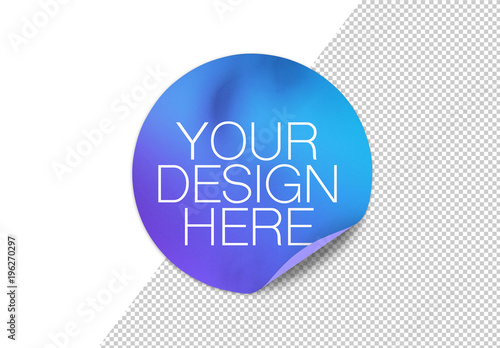 Round Sticker with Rolled-Up Corner and Shadow Mockup Stock Template | Adobe Stock