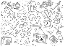  Back To School Poster With Doodles,Good For Textile Fabric Design, Wrapping Paper And Website Wallpapers