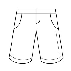 Canvas Print - Bermuda shorts vector line icon isolated on white background. Casual knee-length shorts line icon for infographic, website or app.