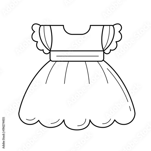 Child dress vector line icon isolated on white background. Dress for