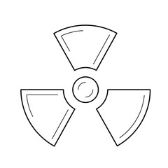 Sticker - Radioactive sign vector line icon isolated on white background. Propeller sign symbolizing radioactive pollution line icon for infographic, website or app.