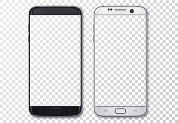Realistic smartphone mockup set. Easy way to place image into screen Smartphone, for web design showcase, product, presentations, advertising in modern style.