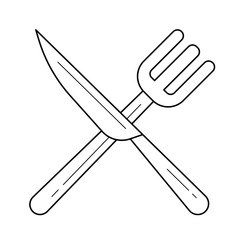 Poster - Fork and knife vector line icon isolated on white background