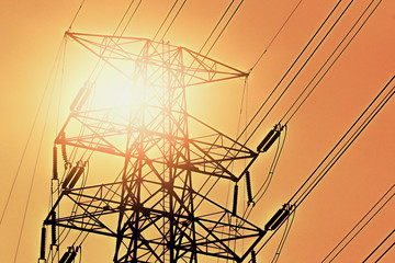 Wall Mural - power station, power poles, energy ideas, and energy savings.