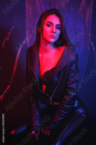 girls black leather pants