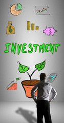 Sticker - Investment concept watched by a businessman