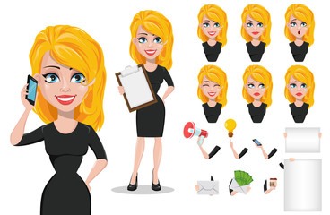 Poster - Business woman cartoon character creation set