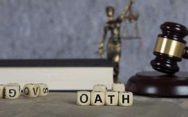 Wall Mural - Word OATH composed of wooden letters.