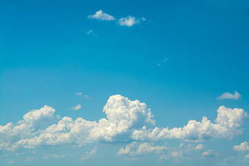 Wall Mural - white curly clouds in a blue sky. sky background