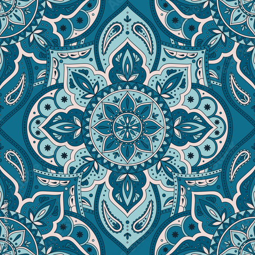 Cotton fabric Wektor kwiatowy wzór indyjski bezszwowe. Vintage kwiat etniczne ornament do Indonezji batik chusta tkaniny. Orientalne folk design boho sypialnia tekstylia, odzież jogi, Indie luksusowe ślubu.